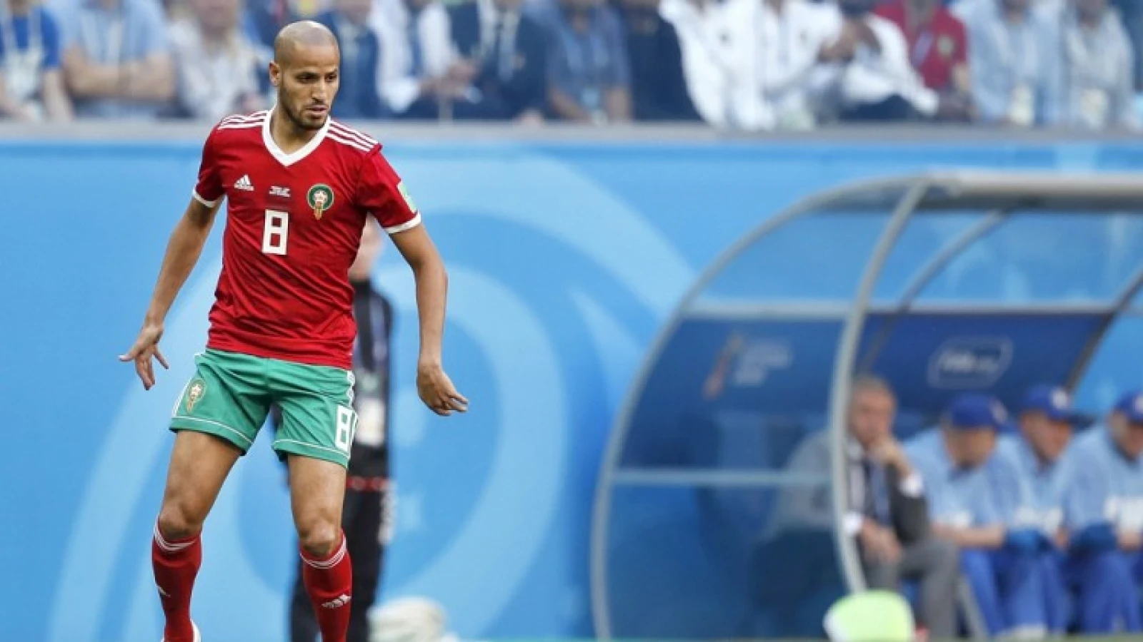 Karim El Ahmadi in de basis bij Marokko tegen Portugal