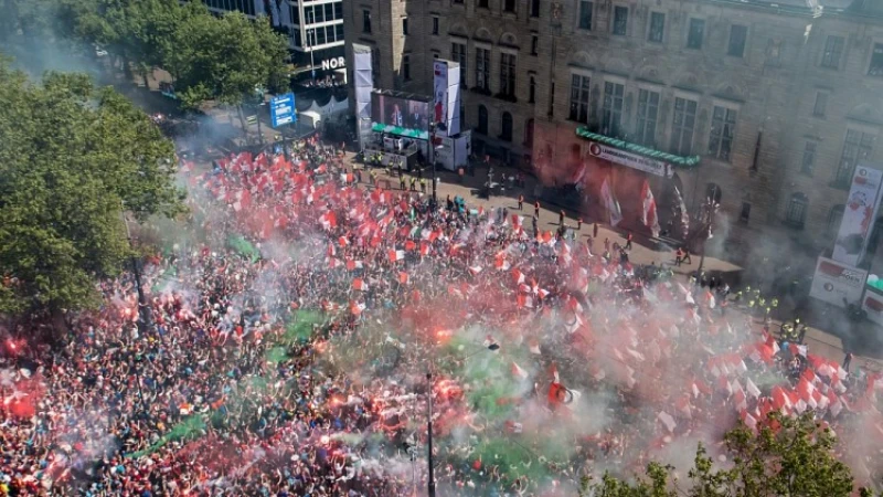 Politie had maandag de beschikking over een zeearend tijdens huldiging Feyenoord